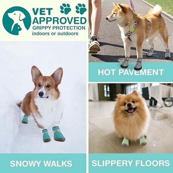 4pcs Dog Shoes SmallBoots Booties for Snow Rain Reflective Anti-slip Size 5 - Picture 4 of 4
